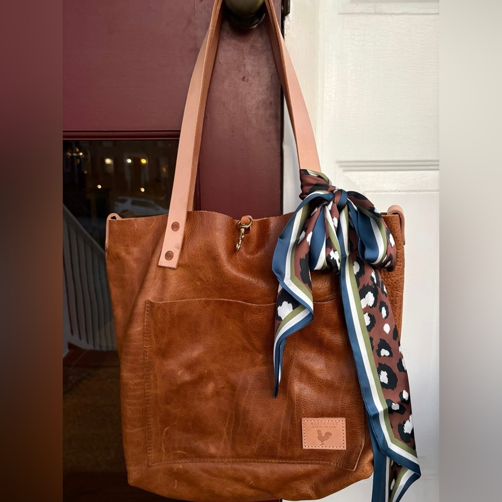 Custom Camel Leather Signature Tote